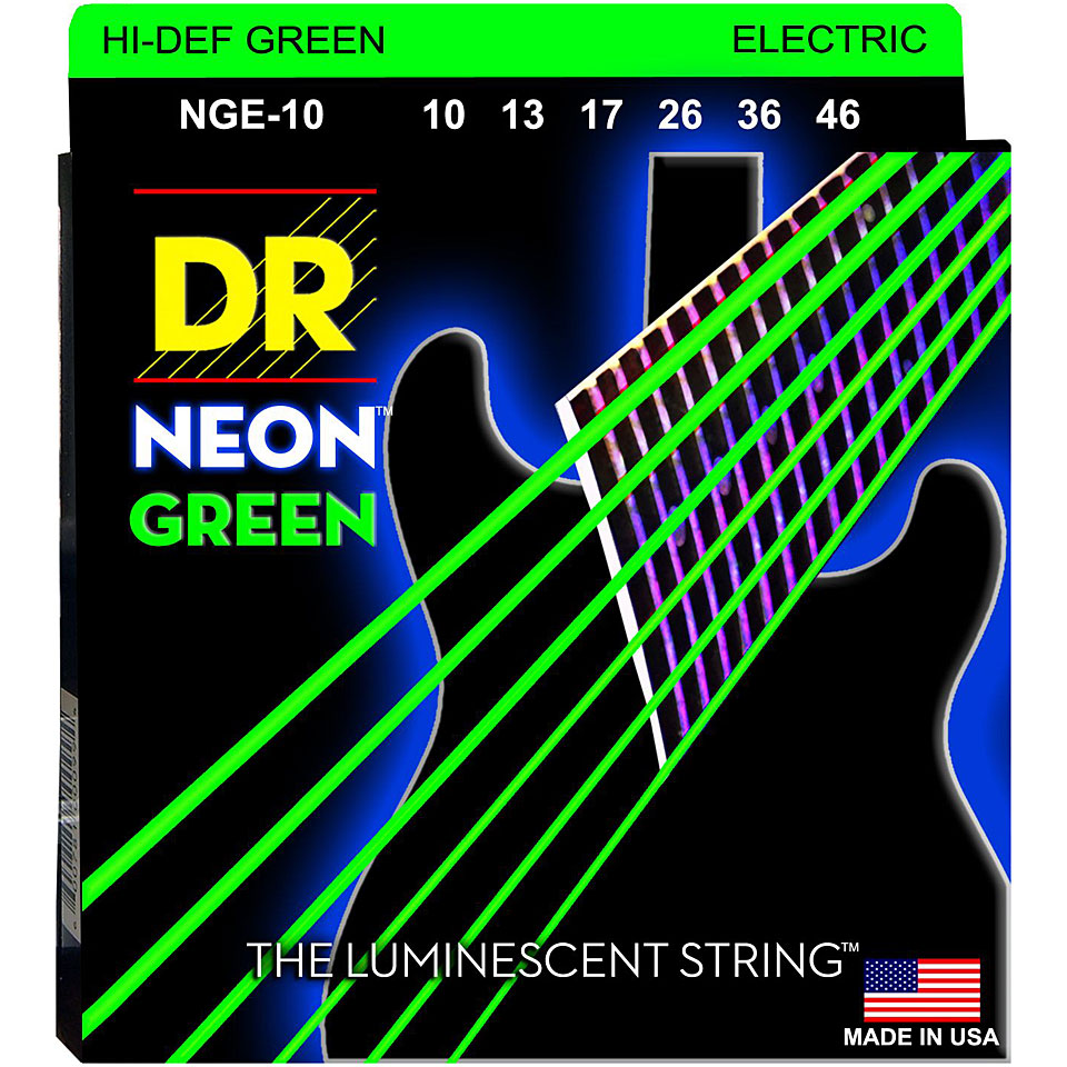 DR Strings Neon Green NGE-10 Medium Saiten E-Gitarre DR Strings Neon Green NGE-10 Medium Saiten E-Gitarre von DR Strings