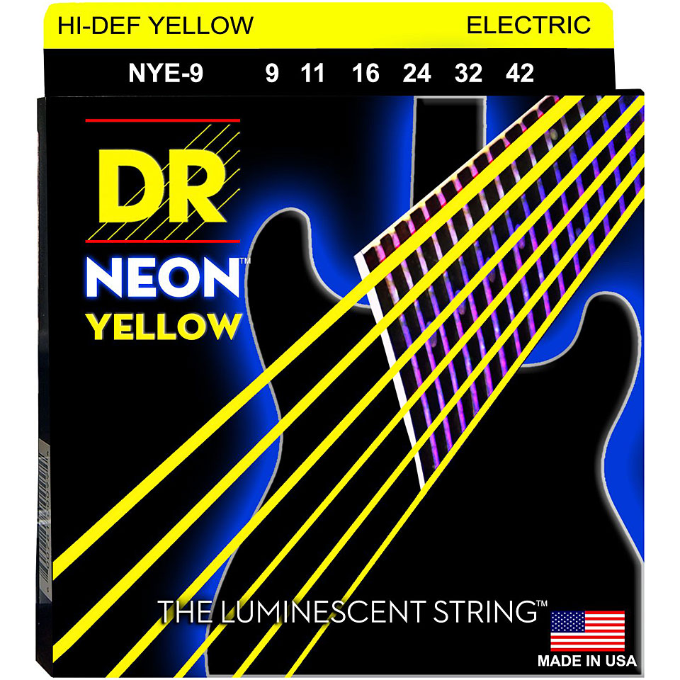 DR Strings Neon Yellow NYE-9 Lite Saiten E-Gitarre DR Strings Neon Yellow NYE-9 Lite Saiten E-Gitarre von DR Strings