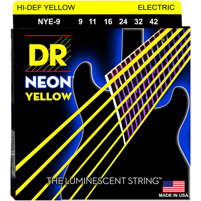 DR Strings Neon Yellow NYE-9 Lite Saiten E-Gitarre von DR Strings