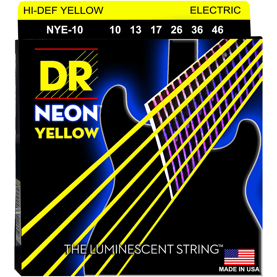 DR Strings Neon Yellow Medium NYE-10 .010-046 Saiten E-Gitarre von DR Strings