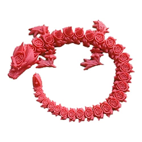 DRAJOIN 3D Gedrucktes Drachenfiguren Rose Drachen Toys Actionfiguren mit Flexiblen Gelenken, 3D Gedrucktess Spielzeug Tierspielzeug Drachenfiguren Wohnkultur (B-FlammenRot, 35cm) von DRAJOIN