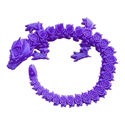 DRAJOIN 3D Gedrucktes Drachenfiguren Rose Drachen Toys Actionfiguren mit Flexiblen Gelenken, 3D Gedrucktess Spielzeug Tierspielzeug Drachenfiguren Wohnkultur (B-Glücksviolett, 28cm) von DRAJOIN