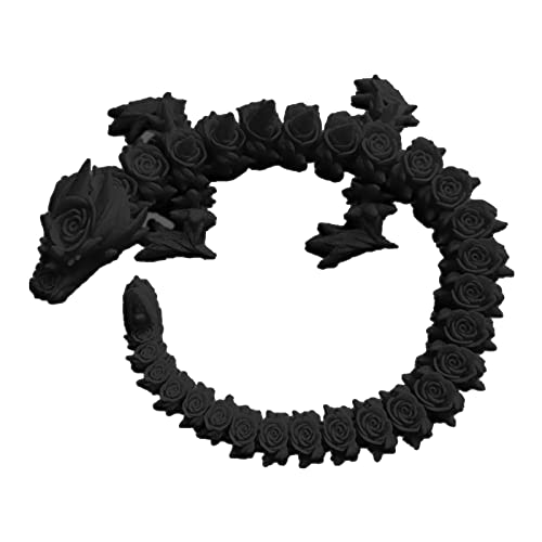DRAJOIN 3D Gedrucktes Drachenfiguren Rose Drachen Toys Actionfiguren mit Flexiblen Gelenken, 3D Gedrucktess Spielzeug Tierspielzeug Drachenfiguren Wohnkultur (B-Kosmisches Schwarz, 35cm) von DRAJOIN