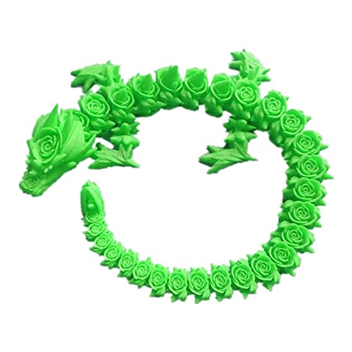 DRAJOIN 3D Gedrucktes Drachenfiguren Rose Drachen Toys Actionfiguren mit Flexiblen Gelenken, 3D Gedrucktess Spielzeug Tierspielzeug Drachenfiguren Wohnkultur (B-Lebendiges Grün 28cm) von DRAJOIN