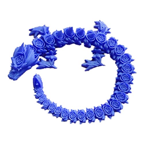 DRAJOIN 3D Gedrucktes Drachenfiguren Rose Drachen Toys Actionfiguren mit Flexiblen Gelenken, 3D Gedrucktess Spielzeug Tierspielzeug Drachenfiguren Wohnkultur (B-OzeanBlau, 35cm) von DRAJOIN