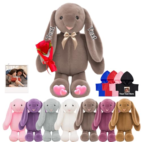 DRAJOIN Custom Bunny Plüschtier, Personalisierte Gefüllte Hase Kaninchen mit Foto Name Personalisierte Geschenke Plüschtiere für Erwachsene Kinder Erste Ostern Geschenk Geburtstagsgeschenke, 26 cm DRAJOIN Custom Bunny Plüschtier, Personalisierte Gefüllte Hase Kaninchen mit Foto Name Personalisierte Geschenke Plüschtiere für Erwachsene Kinder Erste Ostern Geschenk Geburtstagsgeschenke, 26 cm von DRAJOIN