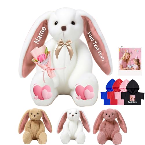 DRAJOIN Custom Bunny Plüschtier, Personalisierte Plüschhase Kaninchen mit Text Foto als Personalisierte Geschenke Plüsch Kaninchen für Erwachsene Kinder Erste Ostern Geschenk, 30cm DRAJOIN Custom Bunny Plüschtier, Personalisierte Plüschhase Kaninchen mit Text Foto als Personalisierte Geschenke Plüsch Kaninchen für Erwachsene Kinder Erste Ostern Geschenk, 30cm von DRAJOIN