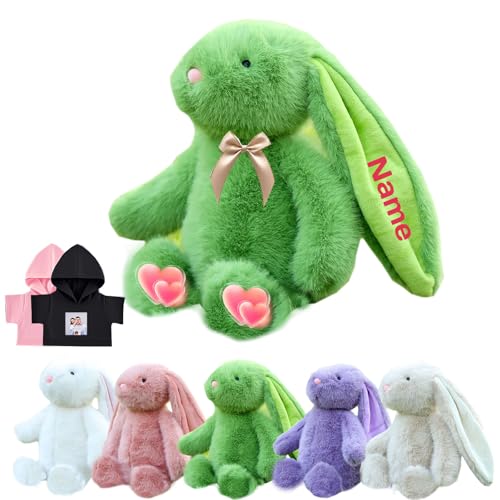 DRAJOIN Personalisierte Hase Plüschtier, Benutzerdefinierte Gefüllte Hase Plüsch mit Text Foto als Personalisierte Geschenke Plüschhase für Jungen Mädchen, Kinder Erste Ostern Geschenk, 25cm von DRAJOIN