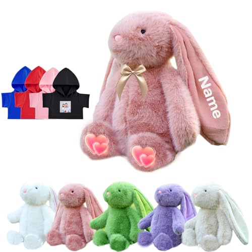 DRAJOIN Personalisierte Hase Plüschtier, Benutzerdefinierte Gefüllte Hase Plüsch mit Text Foto als Personalisierte Geschenke Plüschhase für Jungen Mädchen, Kinder Erste Ostern Geschenk, 30cm von DRAJOIN