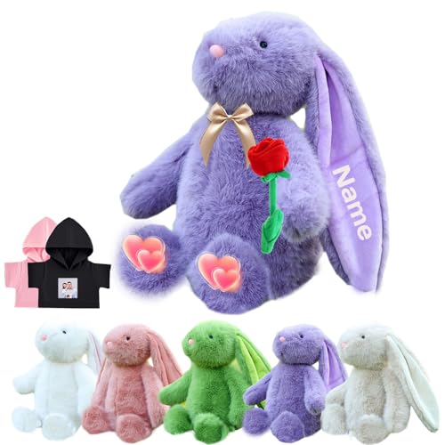 DRAJOIN Personalisierte Hase Plüschtier, Benutzerdefinierte Gefüllte Hase Plüsch mit Text Foto als Personalisierte Geschenke Plüschhase für Jungen Mädchen, Kinder Erste Ostern Geschenk, 30cm von DRAJOIN