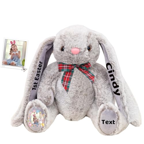 DRAJOIN Personalisierter Osterhase, Plüschhase mit Foto Text als Personalisiertes Geschenk für Babys, Erstes Ostergeschenk für Kinder, 18 cm DRAJOIN Personalisierter Osterhase, Plüschhase mit Foto Text als Personalisiertes Geschenk für Babys, Erstes Ostergeschenk für Kinder, 18 cm von DRAJOIN