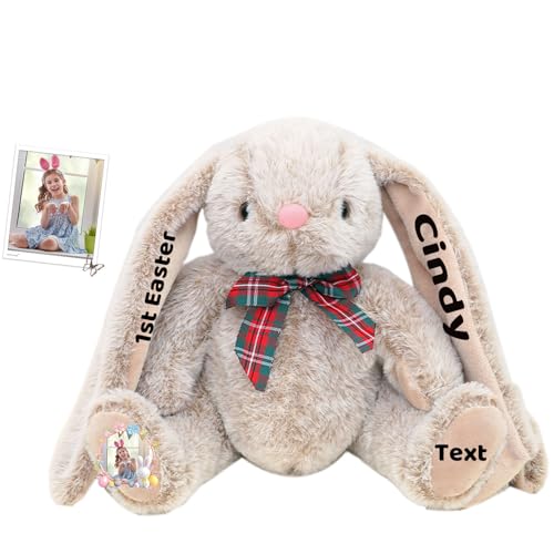 DRAJOIN Personalisierter Osterhase, Plüschhase mit Foto Text als Personalisiertes Geschenk für Babys, Erstes Ostergeschenk für Kinder, 23 cm DRAJOIN Personalisierter Osterhase, Plüschhase mit Foto Text als Personalisiertes Geschenk für Babys, Erstes Ostergeschenk für Kinder, 23 cm von DRAJOIN