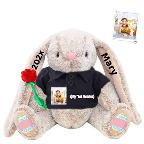 DRAJOIN Personalisierter Osterhase, Plüschhase mit Foto Text als Personalisiertes Plüschhasen Geschenk für Mädchen, Jungen, Kinder und Erwachsene, 30 cm DRAJOIN Personalisierter Osterhase, Plüschhase mit Foto Text als Personalisiertes Plüschhasen Geschenk für Mädchen, Jungen, Kinder und Erwachsene, 30 cm von DRAJOIN