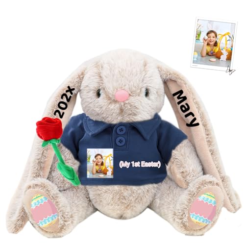 DRAJOIN Personalisierter Osterhase, Plüschhase mit Foto Text als Personalisiertes Plüschhasen Geschenk für Mädchen, Jungen, Kinder und Erwachsene, 30 cm DRAJOIN Personalisierter Osterhase, Plüschhase mit Foto Text als Personalisiertes Plüschhasen Geschenk für Mädchen, Jungen, Kinder und Erwachsene, 30 cm von DRAJOIN