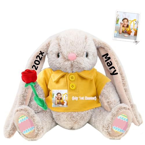 DRAJOIN Personalisierter Osterhase, Plüschhase mit Foto Text als Personalisiertes Plüschhasen Geschenk für Mädchen, Jungen, Kinder und Erwachsene, 30 cm DRAJOIN Personalisierter Osterhase, Plüschhase mit Foto Text als Personalisiertes Plüschhasen Geschenk für Mädchen, Jungen, Kinder und Erwachsene, 30 cm von DRAJOIN
