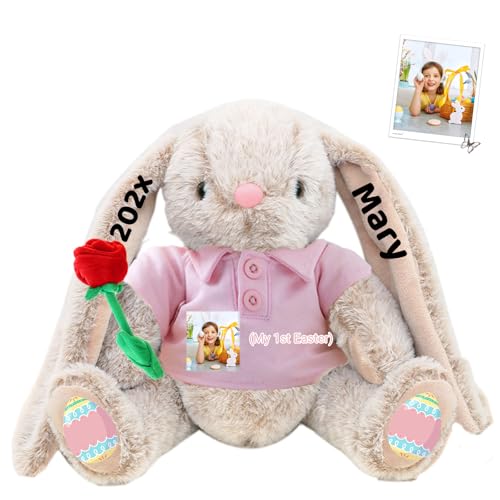 DRAJOIN Personalisierter Osterhase, Plüschhase mit Foto Text als Personalisiertes Plüschhasen Geschenk für Mädchen, Jungen, Kinder und Erwachsene, 40 cm DRAJOIN Personalisierter Osterhase, Plüschhase mit Foto Text als Personalisiertes Plüschhasen Geschenk für Mädchen, Jungen, Kinder und Erwachsene, 40 cm von DRAJOIN