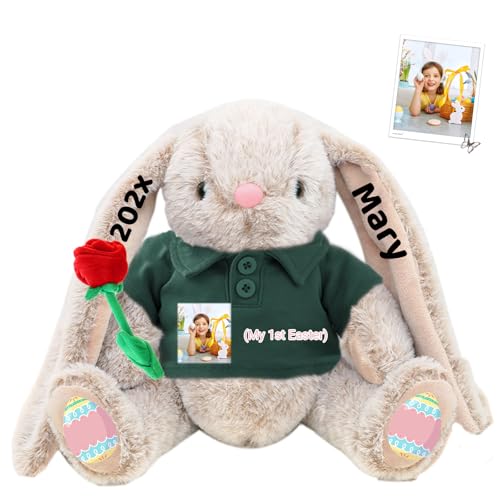 DRAJOIN Personalisierter Osterhase, Plüschhase mit Foto Text als Personalisiertes Plüschhasen Geschenk für Mädchen, Jungen, Kinder und Erwachsene, 40 cm DRAJOIN Personalisierter Osterhase, Plüschhase mit Foto Text als Personalisiertes Plüschhasen Geschenk für Mädchen, Jungen, Kinder und Erwachsene, 40 cm von DRAJOIN