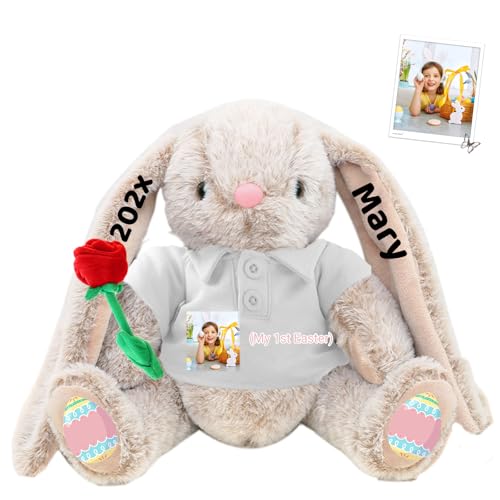 DRAJOIN Personalisierter Osterhase, Plüschhase mit Foto Text als Personalisiertes Plüschhasen Geschenk für Mädchen, Jungen, Kinder und Erwachsene, 40 cm DRAJOIN Personalisierter Osterhase, Plüschhase mit Foto Text als Personalisiertes Plüschhasen Geschenk für Mädchen, Jungen, Kinder und Erwachsene, 40 cm von DRAJOIN