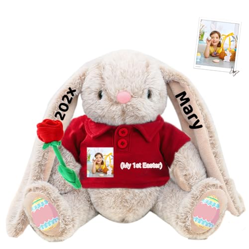 DRAJOIN Personalisierter Osterhase, Plüschhase mit Foto Text als Personalisiertes Plüschhasen Geschenk für Mädchen, Jungen, Kinder und Erwachsene, 40 cm DRAJOIN Personalisierter Osterhase, Plüschhase mit Foto Text als Personalisiertes Plüschhasen Geschenk für Mädchen, Jungen, Kinder und Erwachsene, 40 cm von DRAJOIN