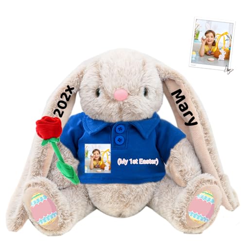 DRAJOIN Personalisierter Osterhase, Plüschhase mit Foto Text als Personalisiertes Plüschhasen Geschenk für Mädchen, Jungen, Kinder und Erwachsene, 40 cm DRAJOIN Personalisierter Osterhase, Plüschhase mit Foto Text als Personalisiertes Plüschhasen Geschenk für Mädchen, Jungen, Kinder und Erwachsene, 40 cm von DRAJOIN