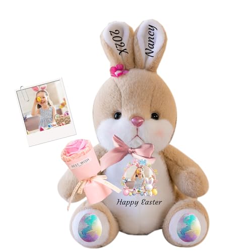 DRAJOIN Personalisierter Osterhase, Plüschkaninchen mit Foto und Namen, Personalisiertes Langohrkaninchen für Neugeborene, Babys, Kinder und Erwachsene, 25 cm DRAJOIN Personalisierter Osterhase, Plüschkaninchen mit Foto und Namen, Personalisiertes Langohrkaninchen für Neugeborene, Babys, Kinder und Erwachsene, 25 cm von DRAJOIN