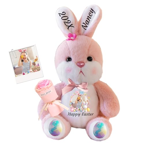 DRAJOIN Personalisierter Osterhase, Plüschkaninchen mit Foto und Namen, Personalisiertes Langohrkaninchen für Neugeborene, Babys, Kinder und Erwachsene, 30 cm DRAJOIN Personalisierter Osterhase, Plüschkaninchen mit Foto und Namen, Personalisiertes Langohrkaninchen für Neugeborene, Babys, Kinder und Erwachsene, 30 cm von DRAJOIN