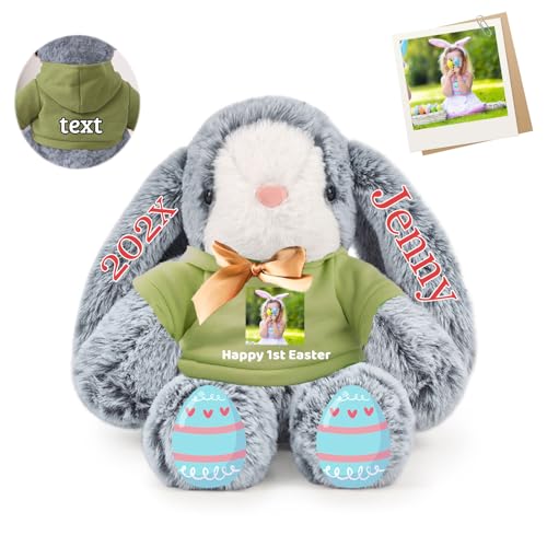 DRAJOIN Personalisierter Plüschhase Osterhase, Bunny Plüschhase mit Foto Text als Personalisiertes Ostergeschenk für Babys, Kinder und Erwachsene, 30 cm DRAJOIN Personalisierter Plüschhase Osterhase, Bunny Plüschhase mit Foto Text als Personalisiertes Ostergeschenk für Babys, Kinder und Erwachsene, 30 cm von DRAJOIN