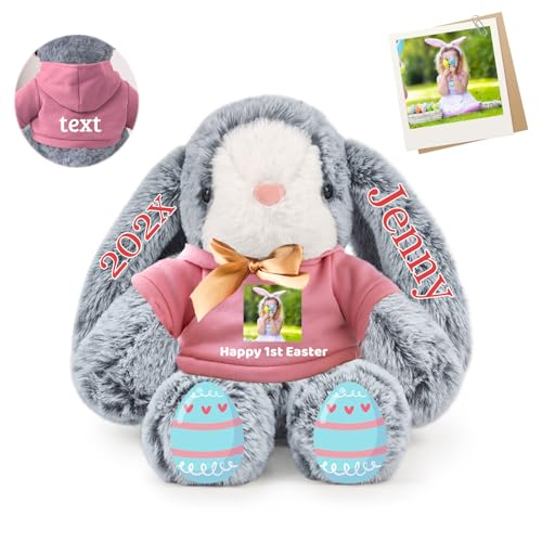 DRAJOIN Personalisierter Plüschhase Osterhase, Bunny Plüschhase mit Foto Text als Personalisiertes Ostergeschenk für Babys, Kinder und Erwachsene, 30 cm DRAJOIN Personalisierter Plüschhase Osterhase, Bunny Plüschhase mit Foto Text als Personalisiertes Ostergeschenk für Babys, Kinder und Erwachsene, 30 cm von DRAJOIN