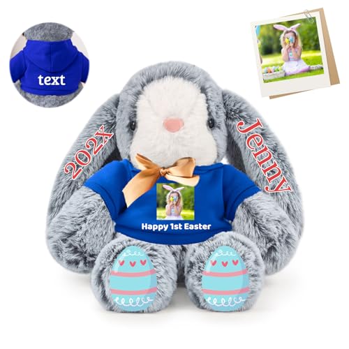 DRAJOIN Personalisierter Plüschhase Osterhase, Bunny Plüschhase mit Foto Text als Personalisiertes Ostergeschenk für Babys, Kinder und Erwachsene, 30 cm DRAJOIN Personalisierter Plüschhase Osterhase, Bunny Plüschhase mit Foto Text als Personalisiertes Ostergeschenk für Babys, Kinder und Erwachsene, 30 cm von DRAJOIN