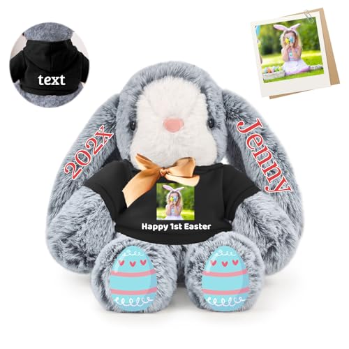 DRAJOIN Personalisierter Plüschhase Osterhase, Bunny Plüschhase mit Foto Text als Personalisiertes Ostergeschenk für Babys, Kinder und Erwachsene, 30 cm DRAJOIN Personalisierter Plüschhase Osterhase, Bunny Plüschhase mit Foto Text als Personalisiertes Ostergeschenk für Babys, Kinder und Erwachsene, 30 cm von DRAJOIN