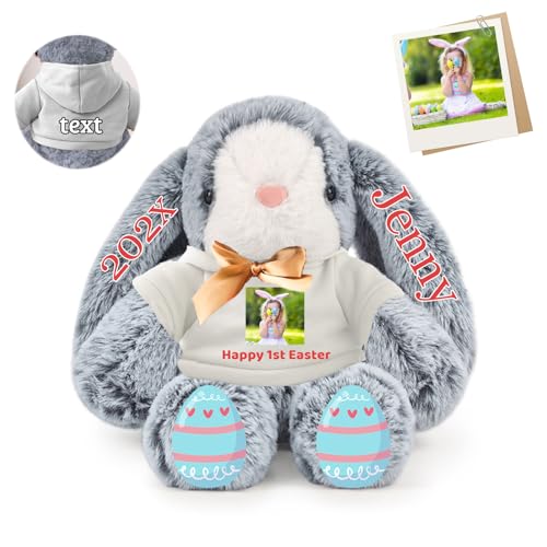 DRAJOIN Personalisierter Plüschhase Osterhase, Bunny Plüschhase mit Foto Text als Personalisiertes Ostergeschenk für Babys, Kinder und Erwachsene, 40 cm DRAJOIN Personalisierter Plüschhase Osterhase, Bunny Plüschhase mit Foto Text als Personalisiertes Ostergeschenk für Babys, Kinder und Erwachsene, 40 cm von DRAJOIN