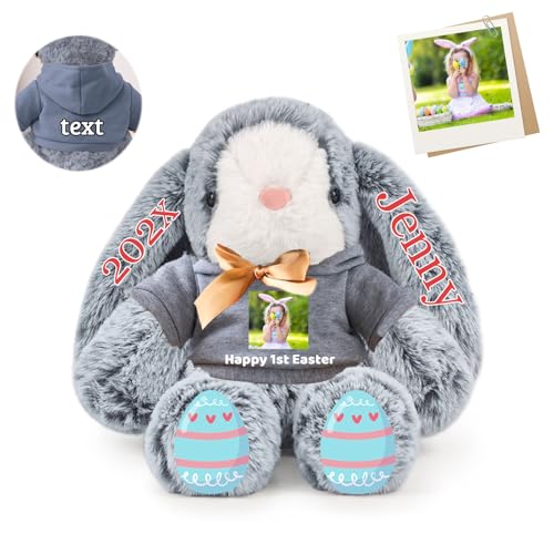 DRAJOIN Personalisierter Plüschhase Osterhase, Bunny Plüschhase mit Foto Text als Personalisiertes Ostergeschenk für Babys, Kinder und Erwachsene, 40 cm DRAJOIN Personalisierter Plüschhase Osterhase, Bunny Plüschhase mit Foto Text als Personalisiertes Ostergeschenk für Babys, Kinder und Erwachsene, 40 cm von DRAJOIN
