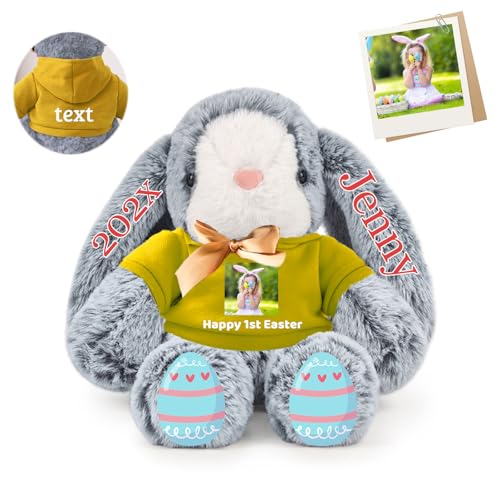 DRAJOIN Personalisierter Plüschhase Osterhase, Bunny Plüschhase mit Foto Text als Personalisiertes Ostergeschenk für Babys, Kinder und Erwachsene, 40 cm DRAJOIN Personalisierter Plüschhase Osterhase, Bunny Plüschhase mit Foto Text als Personalisiertes Ostergeschenk für Babys, Kinder und Erwachsene, 40 cm von DRAJOIN