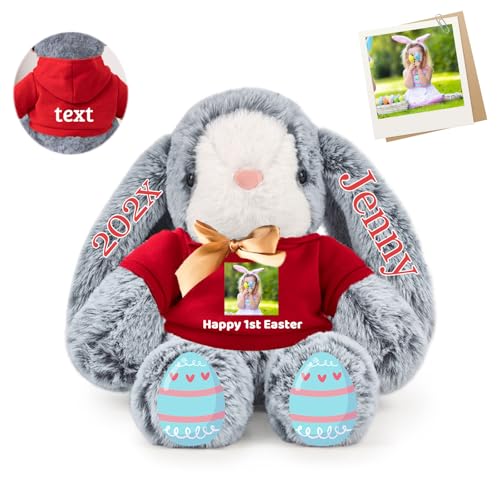 DRAJOIN Personalisierter Plüschhase Osterhase, Bunny Plüschhase mit Foto Text als Personalisiertes Ostergeschenk für Babys, Kinder und Erwachsene, 40 cm DRAJOIN Personalisierter Plüschhase Osterhase, Bunny Plüschhase mit Foto Text als Personalisiertes Ostergeschenk für Babys, Kinder und Erwachsene, 40 cm von DRAJOIN
