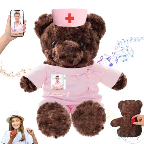 DRAJOIN Personalisierter Teddybär mit Text Foto, Individueller Teddybär als Geschenk für Krankenschwestern und Ärzte, Personalisiertes Geschenk für Ärzte, Krankenschwestern, Medizinstudenten, 20cm von DRAJOIN