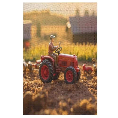 Bauernhof Geräte Traktor Puzzle,1000 Teile,für Erwachsene,lustiges Spielzeug,Intellektuelles Spiel,Stressabbau Spielzeug,Heimdekoration,Bildungsspiel,Entspannung und Intelligenz,Größe:53x78cm von DRALCO