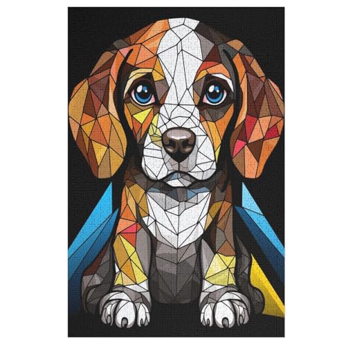 Beagle Pop Art Hund Puzzle Erwachsene Spaß 1000 Teile Heimdekoration Stressabbau Bildungsspiel Spielzeug Intellektuelles Spiel Entspannung und Intelligenz Größe:53x78cm von DRALCO