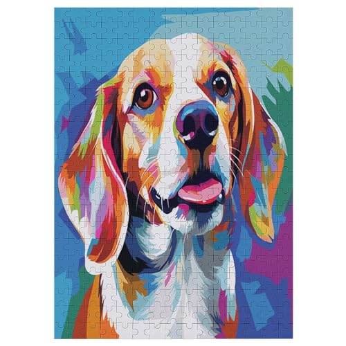 Beagle Pop Art Hund Puzzle für Erwachsene,unterhaltsames 300 teiliges Spielzeug,Denkspiel,Heimdekoration,Stressabbau Spielzeug,Bildungsspiel,Herausforderung,pädagogisch,Größe:30x42cm von DRALCO