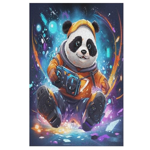 Galaxy Panda Puzzle für Erwachsene,lustig,1000 Teile,Stressabbau Spielzeug,Intellektuelles Spiel,Bildungsspiel,Heimdekoration,Entspannung und Intelligenz,Größe:53x78cm von DRALCO