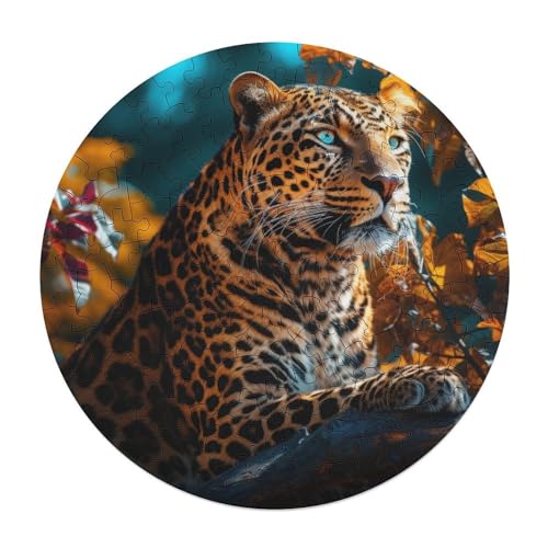 Leopard Runde Lustige Puzzles Für Erwachsene, 120 Teile Spielzeug Zum Stressabbau, Heimdekoration, Spielzeug, Intellektuelles Spiel, Lernspiel, Entspannung Und Intelligenz Größe: 29x29cm von DRALCO