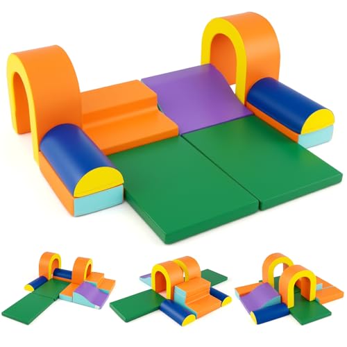DREAMADE 10 Stück Laufbahnen für Babys, Kletterblöcke aus Schaumstoff für Kleinkinder zum Klettern, Krabbeln und Gleiten, leichter Kletterer (Orange) von DREAMADE