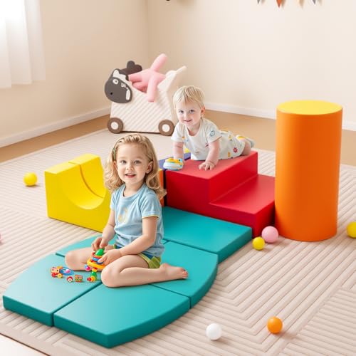 DREAMADE 10 TLG. Softbausteine, Riesenbausteine Schaumstoffbausteine Großbausteine aus EPE, Bausteinset Schaumstoff, Kletterblöcke zum Toben & Klettern für Kleinkinder von DREAMADE