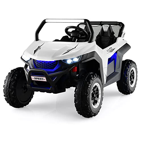 DREAMADE 12V 2 Sitzer Elektroauto für Kinder, Elektrofahrzeuge mit 2,4 Ghz Fernbedienung & Musik & Scheinwerfer & USB, Elektro Auto für Kinder ab 3 Jahren, bis zu 59 kg belastbar (Weiß) von DREAMADE