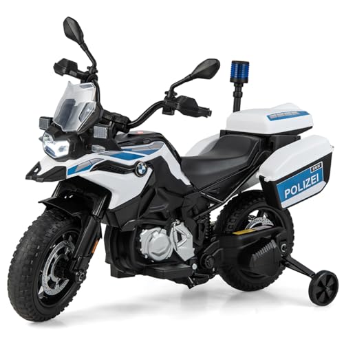 DREAMADE 12V BMW Elektro Motorrad mit Musik & Scheinwerfer & Polizeilicht, 3-6 km/h, Kindermotorrad mit 2 Stützrädern, Kinder Motorrad für Kinder ab 3 Jahren, Weiß DREAMADE 12V BMW Elektro Motorrad mit Musik & Scheinwerfer & Polizeilicht, 3-6 km/h, Kindermotorrad mit 2 Stützrädern, Kinder Motorrad für Kinder ab 3 Jahren, Weiß von DREAMADE