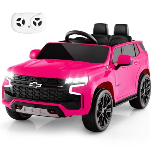 DREAMADE 12V Chevrolet Elektroauto für Kinder, Kinder Elektroauto mit Fernbedienung, Elektrofahrzeuge mit Federung & Musik & Licht & Hupe, elektrisches Auto für Kinder ab 3 Jahre (Rosa) von DREAMADE