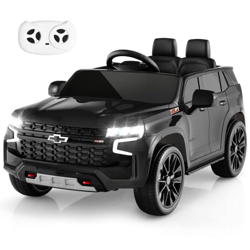 DREAMADE 12V Chevrolet Elektroauto für Kinder, Kinder Elektroauto mit Fernbedienung, Elektrofahrzeuge mit Federung & Musik & Licht & Hupe, elektrisches Auto für Kinder ab 3 Jahre (Schwarz) von DREAMADE