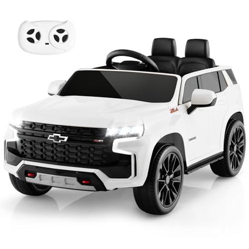 DREAMADE 12V Chevrolet Elektroauto für Kinder, Kinder Elektroauto mit Fernbedienung, Elektrofahrzeuge mit Federung & Musik & Licht & Hupe, elektrisches Auto für Kinder ab 3 Jahre (Weiß) von DREAMADE