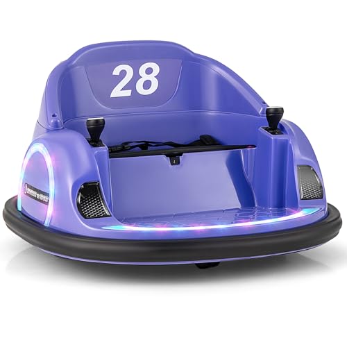 DREAMADE 12V Elektro ferngesteuerte Autoscooter Kinder, Bumper Car mit 360° Drehung, Musik, LED & Bluetooth, Gokart für Kleinkinder ab 18 Monaten mit Sicherheitsgurt & Stoßschutz (Lila) von DREAMADE