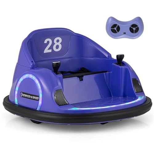 DREAMADE 12V Kinder Autoscooter, 360° drehbares Aufsitzauto mit Fernsteuerung, LED-Lichtern, Musik & drahtloser Verbindung, elektrisches Auto für Kinderab 18 Monaten (Lila) von DREAMADE