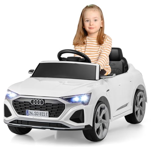 DREAMADE 12V Kinder Elektroauto, Audi SQ8 Kinderauto mit Fernsteuerung, Elektrofahrzeug mit Federung & LED Licht & Musik, Elektroauto für Kinder ab 3 Jahren (Weiß) von DREAMADE